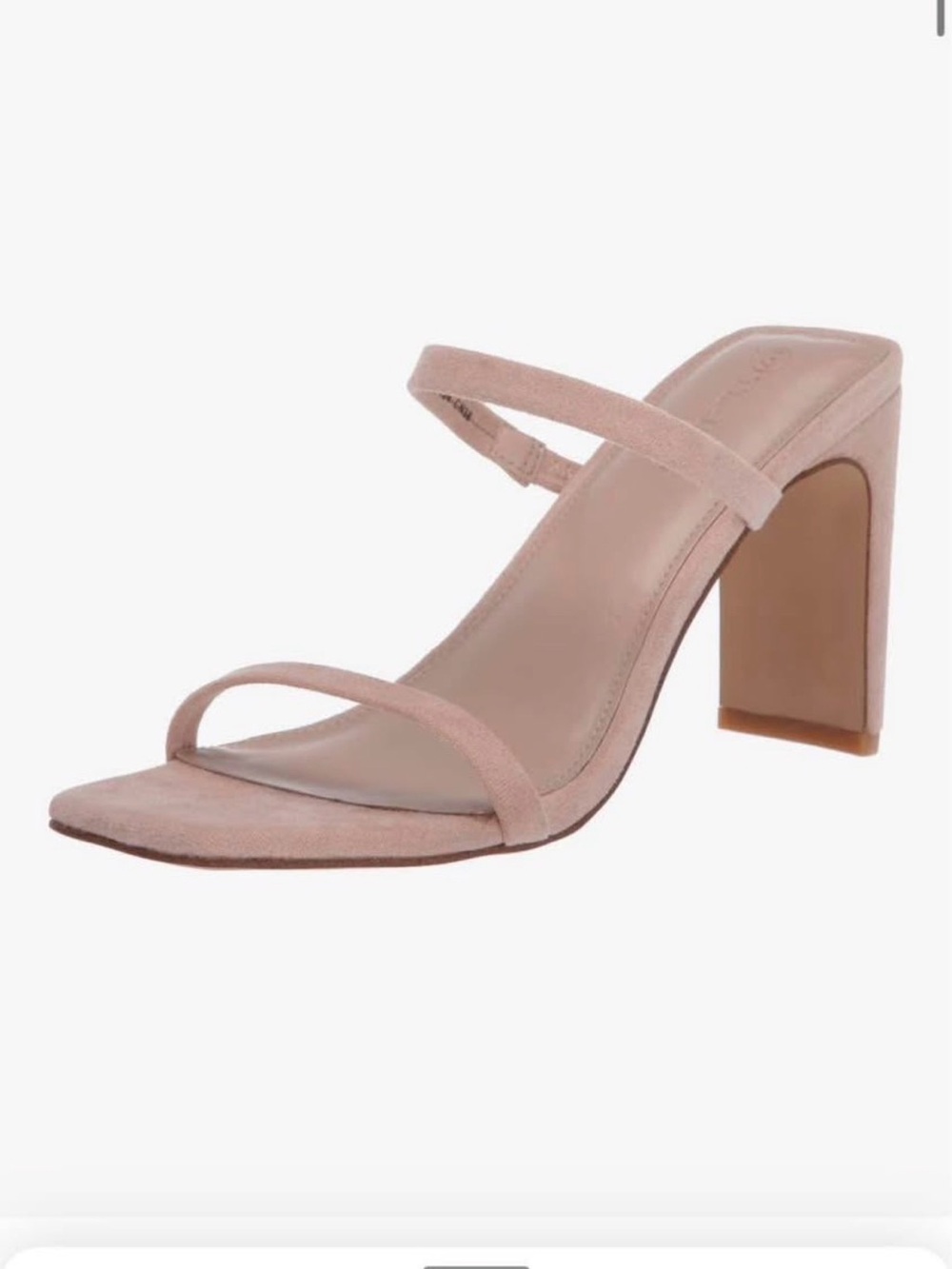 Suede Two-Strap Block Heel Sandal